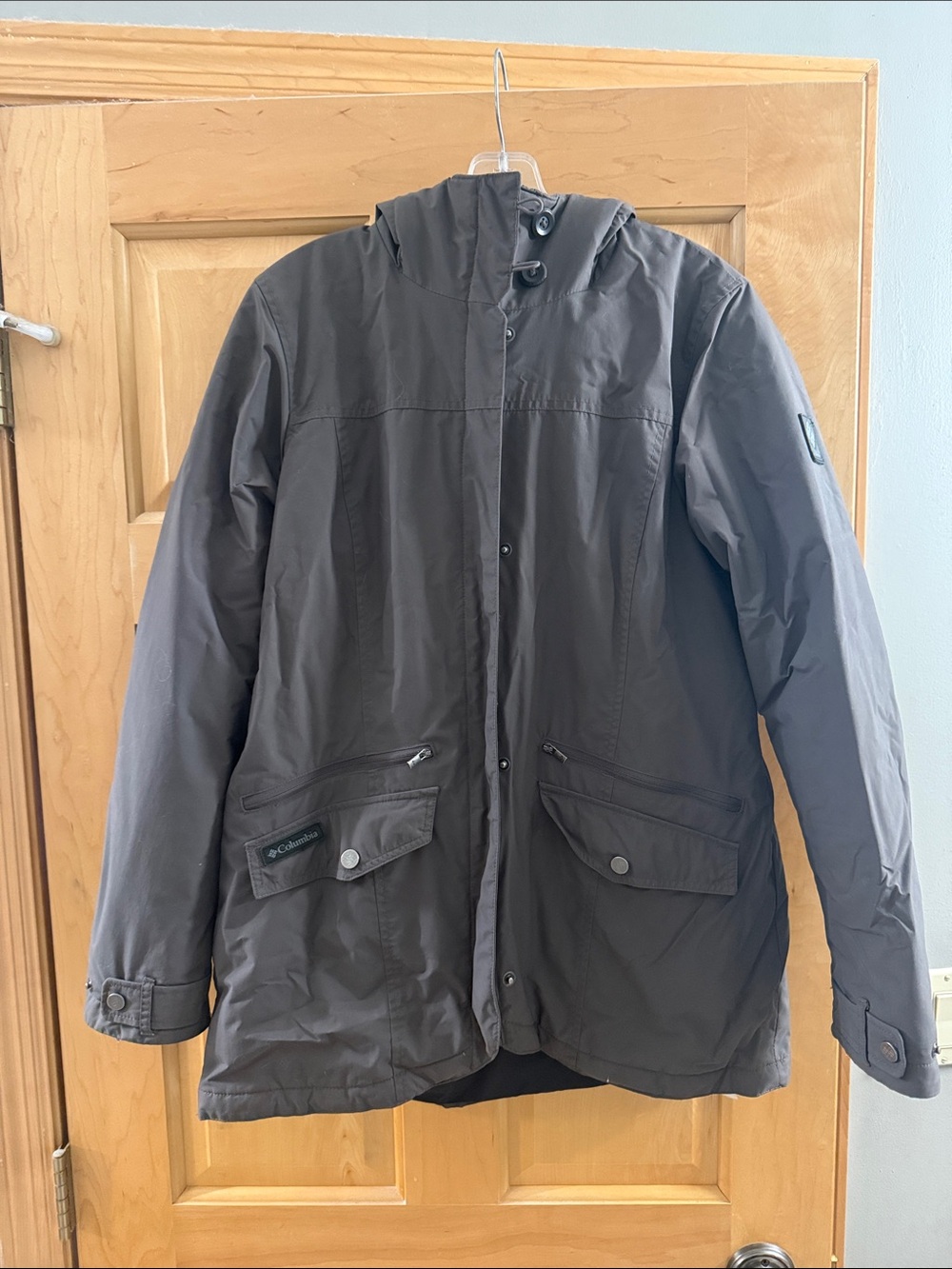 Columbia Ladies Dark Gray Hooded Raincoat